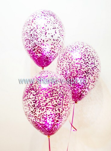 воздушные шарики с ярко-розовым конфетти